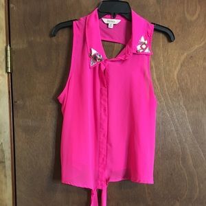 Hott pink sheer crop too with jewels